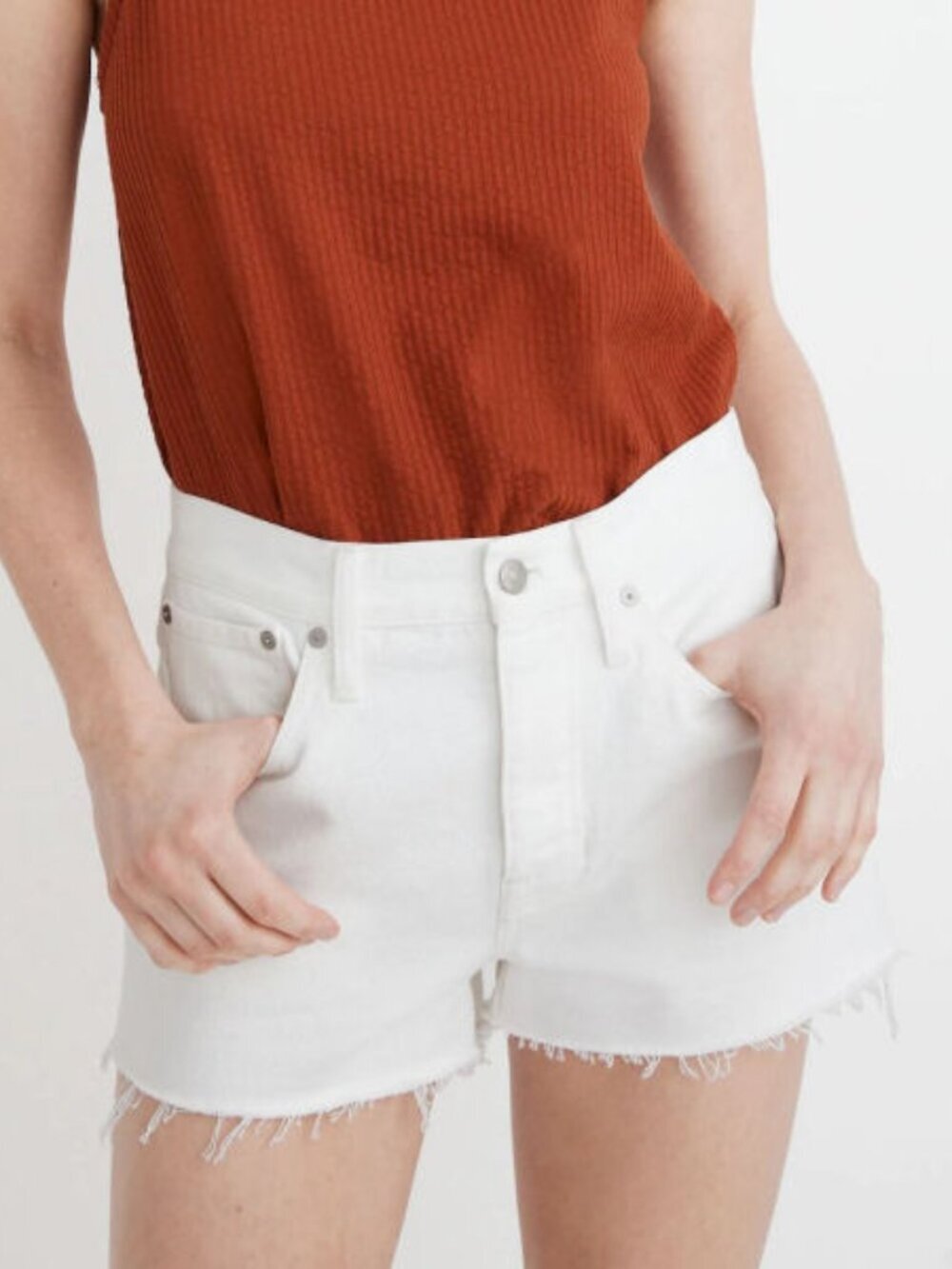 Madewell Relaxed Denim Shorts Size 27 High Rise Button Fly Cut Offs Slouchy EUC
